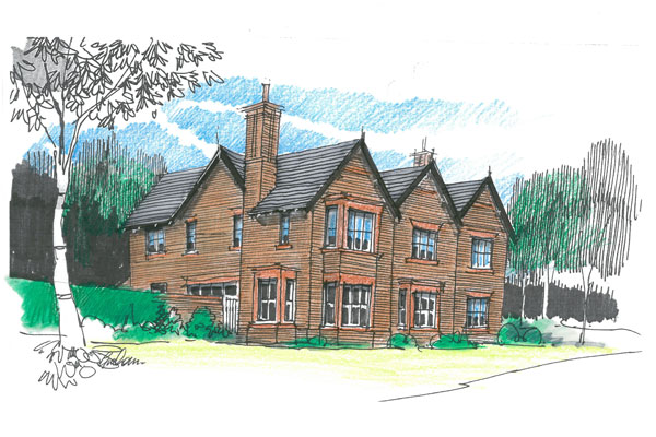 Illustration of rural estate house